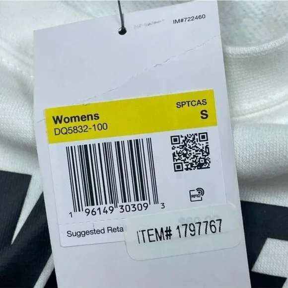 Nike Womens White Sweatshirt Logo Crewneck Small *flaw* d0973 - Picture 2 of 9